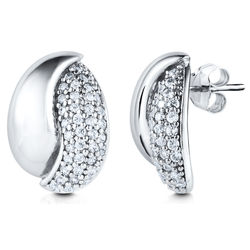Sterling Silver and Cubic Zirconia Bridal Fashion Stud Earrings