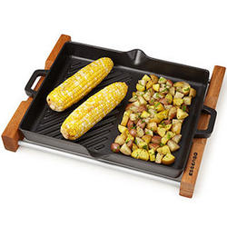 Cast Iron Grill with Wood Trivet