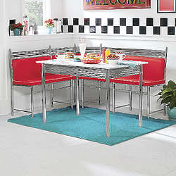 Retro Chrome and Red Dining Nook with Table