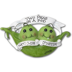 Personalized Two Baby Peas in a Pod Ornament