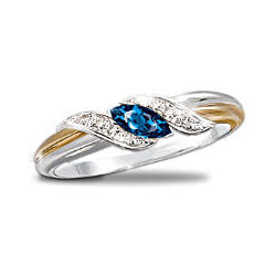 Embrace Two Tone Birthstone Ring with Diamond Accents