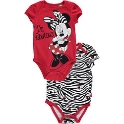 Minnie Mouse Baby Girl's Zebra Minnie Bodysuits