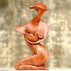 Mother's Love Wood Statuette