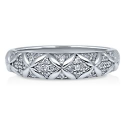 Sterling Silver Round CZ Criss Cross Half Eternity Band