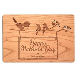 Mother's Day Personalized Birds on a Branch Wood Postcard