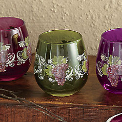 4 Piece Assorted Grape Vineyard Stemless Drinkware Set