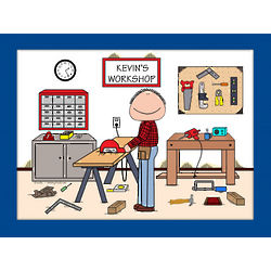 Personalized Handyman or Carpenter Cartoon Print