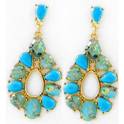 Turquoise Abalone Shell Tear Drop Dangle Earrings