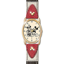 Women's Mickey Mouse and Minnie Mouse Leather Band Watch