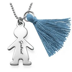 Tassel Necklace with Personalized Kids Charm
