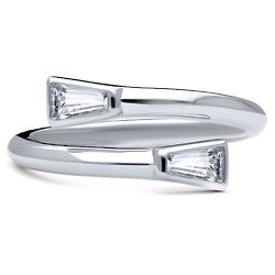 Sterling Silver CZ Bypass Wrap Ring