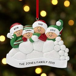 Personalized Family Snowball Fight Ornament