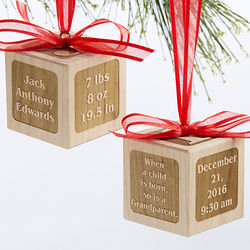 A Grandparent Is Born Personalized Baby Wood Block Ornament