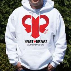 Heart Disease Awareness Red Ribbon Hooded Sweatshirt