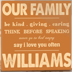 Personalized Our Family Rules Canvas Print