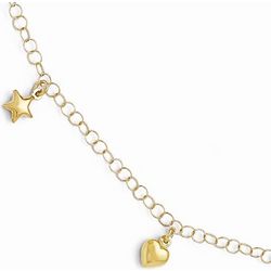 14k Gold Hearts and Stars Anklet