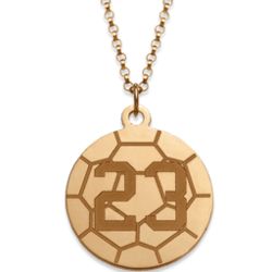 Gold Over Sterling Personalized Soccer Ball Necklace