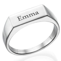 Engraved Signet Ring in Sterling Silver
