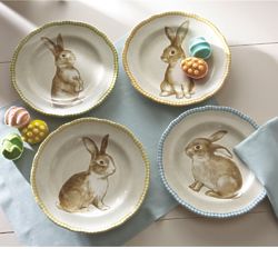 4 Assorted Bunny Plates
