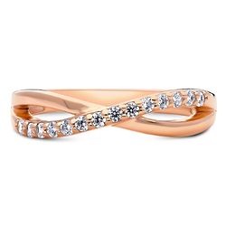 Rose Gold-Plated Sterling Silver CZ Criss Cross Ring