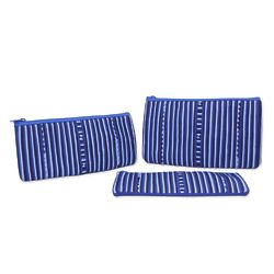 3 Blue Lisu Chic Cotton Blend Cosmetic Bags
