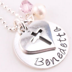 Cross My Heart Hand Stamped Necklace