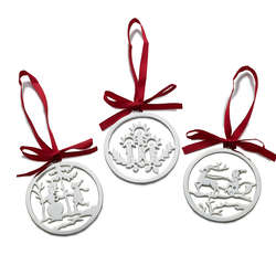 Silver Plated Round Christmas Ornaments