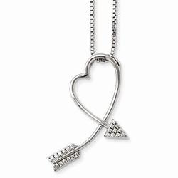 Sterling Silver Brilliant Embers Arrow Heart Necklace