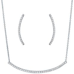 Sterling Silver CZ Bar Pendant and Earrings Set