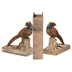 Hand-Painted Pheasant Bookends