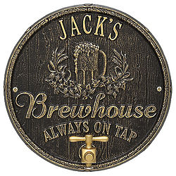 Personalized Oak Barrel Brewhouse 11" Aluminum Plaque