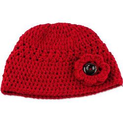 Lovely Texture Hand-Crocheted Hat in Cherry