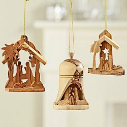 Holy Land Olive-Wood Nativity Ornaments
