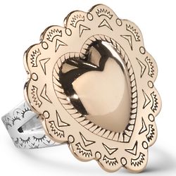 American West Sterling Brass Bold Heart Ring
