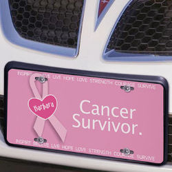 Cancer Survivor Breast Cancer Awareness License Plate