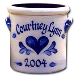 Personalized 1 Quart Crock with Heart Design