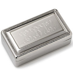 Personalized Beaded Silver Jewelry Box