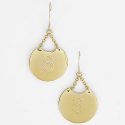 Gold Circle and Chain Monogram Earrings