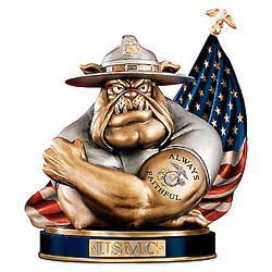 USMC Devil Dog to Save and Protect Cold Cast Bronze Coin Bank