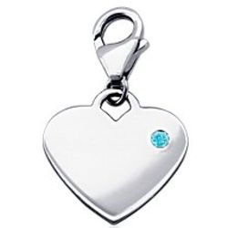 Blue Topaz Silver Heart Charm
