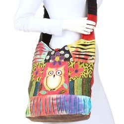 Owl Applique and Tie Dye Shoulder Bag