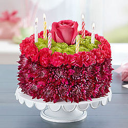Birthday Wishes Large Purple Flower Cake