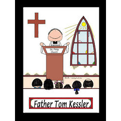 Personalized Priest Cartoon Print