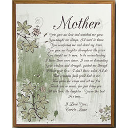 To My Mother Personalized Printed Plaque