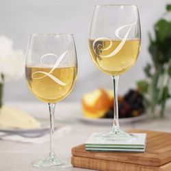 Engraved Couple's Initials Wine Goblets