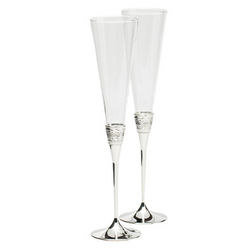 With Love Personalized Silver Toasting Flutes