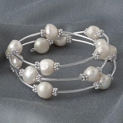Freshwater Pearl Memory Wire Bracelet