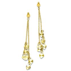 14k Gold Dangling Hearts Earrings