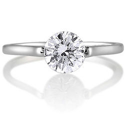 Sterling Silver Rhodium-Plated Round CZ Solitaire Ring