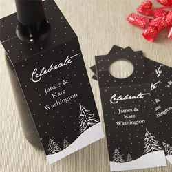 12 Personalized Winter Snowscape Wine Bottle Tags